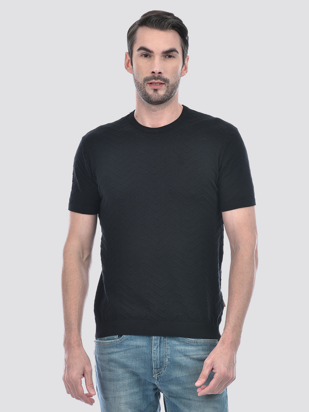 Numero Uno Men Textured Black T-Shirt